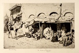 Artist: b'LINDSAY, Lionel' | Title: b'The barber of Bou-Saada, Algeria' | Date: 1929 | Technique: b'etching, printed in warm black ink with plate-tone, from one plate' | Copyright: b'Courtesy of the National Library of Australia'