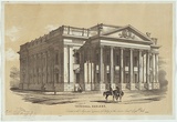 Artist: b'Mason, Cyrus.' | Title: b'Townhall, Geelong.' | Date: 1855 | Technique: b'lithograph, printed in colour, from two stones; black ink with cream tint stone'