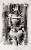 Artist: b'Barwell, Geoff.' | Title: b'(Seated woman).' | Date: (1955) | Technique: b'lithograph, printed in black ink, from one plate'