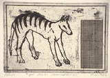 Artist: b'Daw, Robyn.' | Title: b'Tiger posits post-modernism' | Date: 1989, November | Technique: b'etching, printed in black ink, from one plate'