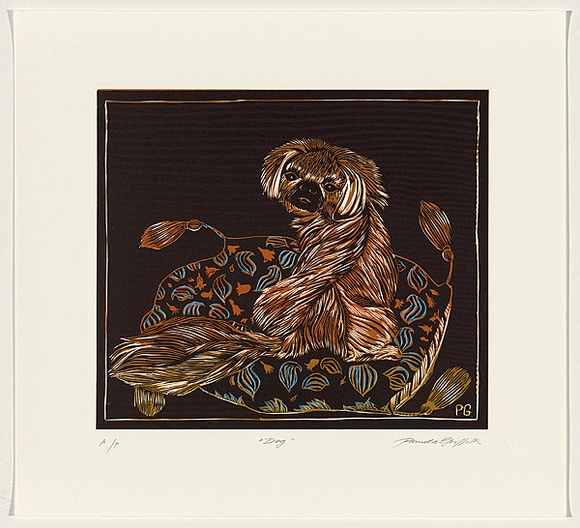 Title: b'Dog.' | Date: 2008 | Technique: b'linocut, printed in colour, from multiple blocks; embossed'