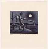 Artist: b'Mombassa, Reg.' | Title: b'Monster with bird' | Date: 2004 | Technique: b'etching and aquatint, printed in blue/black ink, from one plate'