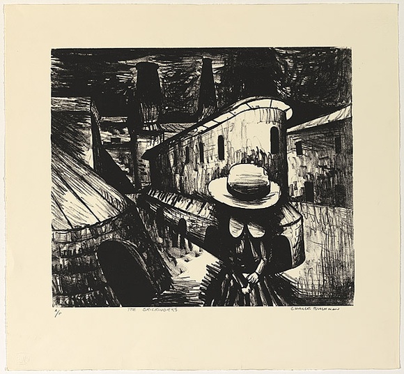 Artist: b'Blackman, Charles.' | Title: b'Brick works.' | Date: 1984 | Technique: b'screenprint, printed in black ink, from one stencil'