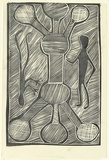 Artist: b'Artist unknown' | Title: b'not titled' | Date: c.1992 | Technique: b'linocut, printed in black ink, from one block'