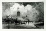 Artist: FULLWOOD, A.H. | Title: Houses of Parliament, London. | Date: 1907 | Technique: lithograph, printed in blue ink, from one stone