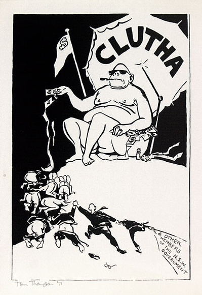 Artist: b'Thompson, Tom.' | Title: b'Clutha & other members of the N.S.W. Government' | Date: 1971 | Technique: b'screenprint, printed in black ink, from one screen'