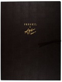 Title: b'Folio folder for the Preshil and art print folio.' | Date: 1996 | Technique: b'stamped and bound folio, printed in gold ink, from one plate'