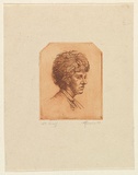 Artist: EWINS, Rod | Title: not titled [curly redheaded woman]. | Date: 1963 | Technique: etching, printed in black ink, from one copper plate