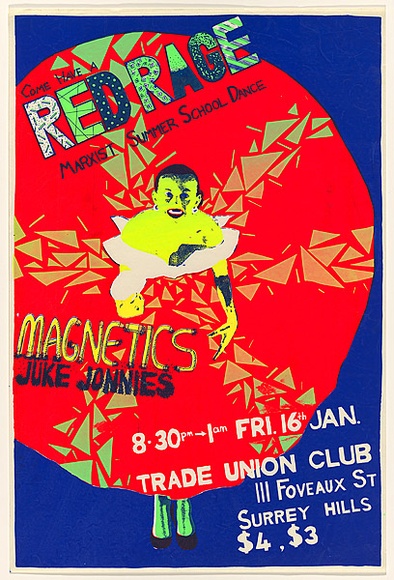 Artist: Lane, Leonie. | Title: Come have a Red Rage - Marxist Summer School Dance. | Date: 1980 | Technique: screenprint, printed in colour, from four stencils | Copyright: © Leonie Lane