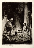 Artist: LINDSAY, Lionel | Title: Tucker time | Date: 1935 | Technique: etching, printed in black ink, from one copper plate | Copyright: Courtesy of the National Library of Australia