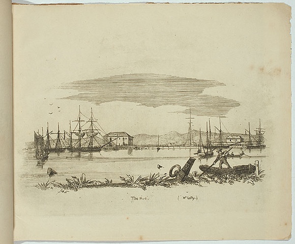 Artist: b'Nixon, F.R.' | Title: b'The port, Mount Lofty.' | Date: 1845 | Technique: b'etching, printed in black ink, from one plate'