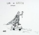 Artist: b'COLEING, Tony' | Title: b'Girl in green swimmers [on car].' | Date: 1984 | Technique: b'lithograph, printed in colour, from two stones [or plates]'