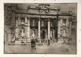 Artist: b'Baldwinson, Arthur.' | Title: b'Free Library, Geelong.' | Date: 1928 | Technique: b'etching, printed in dark brown ink with plate-tone, from one  plate'