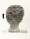 Artist: b'Clutterbuck, Jock.' | Title: b'Large dark head.' | Date: 1966 | Technique: b'etching and aquatint, printed in colour, from multiple plates'