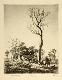 Artist: b'LINDSAY, Lionel' | Title: b'Departure' | Date: 1924 | Technique: b'etching and aquatint, printed in warm black ink with plate-tone, from one plate' | Copyright: b'Courtesy of the National Library of Australia'