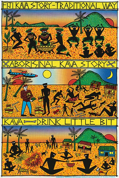 Artist: REDBACK GRAPHIX | Title: Kava story. | Date: 1988 | Technique: screenprint, printed in colour, from five stencils | Copyright: © Michael Callaghan