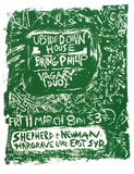 Artist: b'MERD INTERNATIONAL' | Title: b'Upside down house. Bring Philip Vagary (Duo) Fri 11 March' | Date: 1984 | Technique: b'screenprint'