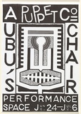 Artist: b'TWIGG, Tony' | Title: bA puppet company, Ubu's chair performance, Sydney | Date: 1986 | Technique: b'screenprint, printed in black ink, from one stencil' | Copyright: b'\xc2\xa9 Tony Twigg. Licensed by VISCOPY, Australia'