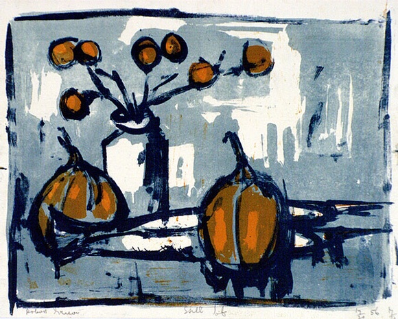 Artist: b'Grieve, Robert.' | Title: b'Still life' | Date: 1956 | Technique: b'lithograph, printed in colour, from three stones'