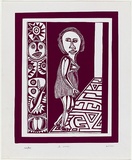 Artist: b'Lasisi, David.' | Title: b'The whore' | Date: not dated | Technique: b'screenprint, printed in purple ink, from one stencil'