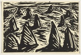 Title: Anthills or ...? | Date: 1987 | Technique: linocut, printed in black ink, from one block