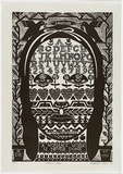 Artist: Klein, Deborah. | Title: Sampler face | Date: 1997 | Technique: linocut, printed in black ink, from one block