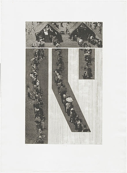 Artist: b'MADDOCK, Bea' | Title: b'Flag' | Date: 1975 | Technique: b'photo-etching, aquatint and drypoint, printed in black ink, from one copper plate'