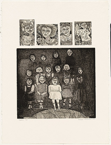 Artist: b'HANRAHAN, Barbara' | Title: b'Passion' | Date: 1989 | Technique: b'etching, printed in black ink with plate-tone, from five plates'