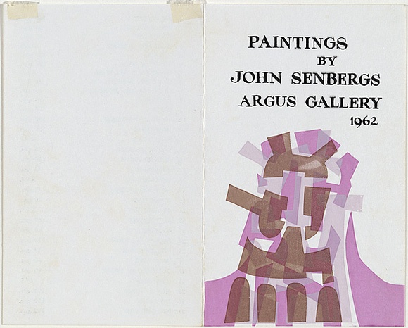 Artist: Senbergs, Jan. | Title: Exhibition catalogue: Argus Gallery, Melbourne. | Date: 1962 | Technique: screenprint, printed in colour, from 4 stencils | Copyright: © Jan Senbergs. Licensed by VISCOPY, Australia