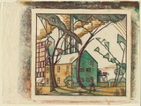 Artist: b'Syme, Eveline' | Title: b'The factory.' | Date: 1933 | Technique: b'linocut, printed in colour, from four blocks'