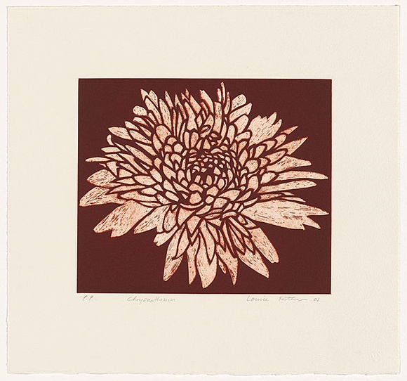 Artist: b'Forthun, Louise.' | Title: b'Chrysanthemum' | Date: 2001 | Technique: b'etching and aquatint, printed in red ink, from one plate'