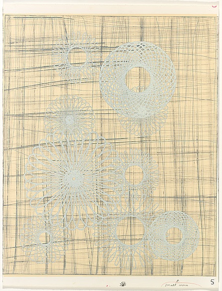 Artist: Band, David. | Title: Unknown [1]. | Date: 2003 | Technique: screenprint on etching, printed in colour, from multiple stencils and plates; hand worked spirograph patterns
