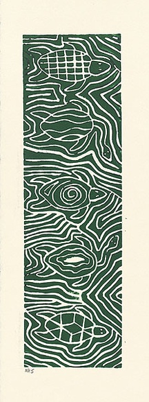 Artist: b'Clarmont, Sammy.' | Title: b'Turtles swimming [5]' | Date: 1997 | Technique: b'linocut, printed in colour, from one block'