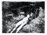 Artist: BOYD, Arthur | Title: Diving nude and frog over a dark pond. | Date: 1962-63 | Technique: etching and aquatint, printed in black ink, from one plate | Copyright: Reproduced with permission of Bundanon Trust