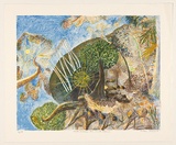 Artist: b'Robinson, William.' | Title: b'Creation landscape - man and the spheres I, II, III.' | Date: 1991 | Technique: b'lithograph, printed in colour, from multiple plates'