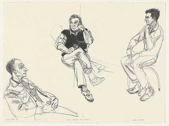 Artist: b'Miller, Lewis.' | Title: b'Taylor, Cattapan and Sansom' | Date: 1989 | Technique: b'lithograph, printed in black ink, from one stone' | Copyright: b'\xc2\xa9 Lewis Miller. Licensed by VISCOPY, Australia'