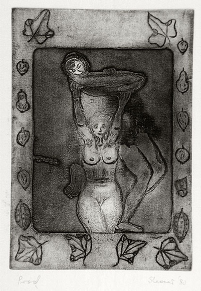 Artist: b'SHEARER, Mitzi' | Title: b'The fruits of our labour' | Date: 1980 | Technique: b'etching and aquatint, printed in black ink, from one plate'