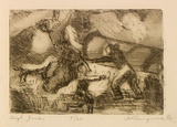 Artist: b'ROSENGRAVE, Harry' | Title: b'High jinks' | Date: 1954 | Technique: b'etching, printed in sepia ink with plate-tone, from one plate'