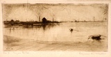 Artist: b'Wallis, Raymond.' | Title: b'(Still waters in the Bay)' | Date: 1920 | Technique: b'drypoint, printed in brown ink with plate-tone, from one plate'