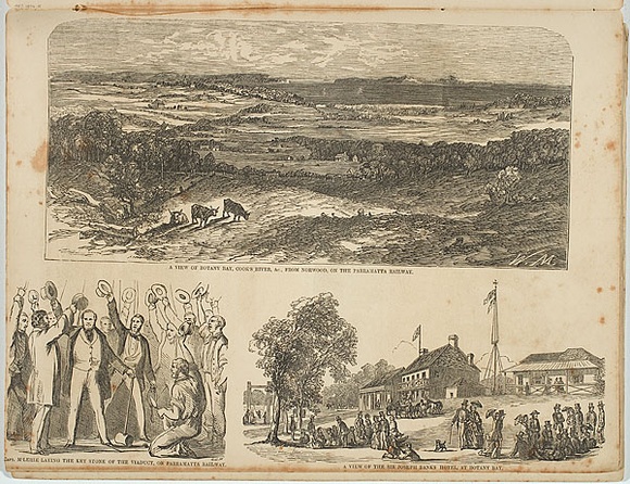 Artist: b'Mason, Walter George.' | Title: bA view of Botany Bay, Cook's River from Norwood on the Parramatta railway. | Date: 1857 | Technique: b'wood-engraving, printed in black ink, from one block'