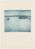 Artist: REES, Lloyd | Title: Iron Cove, Sydney Harbour | Date: 1978 | Technique: softground etching, printed in blue ink with plate-tone, from one zinc plate | Copyright: © Alan and Jancis Rees