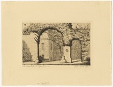 Artist: TRAILL, Jessie | Title: Les deux portes, la Pigeoniere [the two doors, the dovecote] | Date: 1951 | Technique: etching, printed in black ink, from one plate