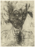 Artist: PARR, Mike | Title: Untitled self-portraits 12. | Date: 1990 | Technique: drypoint, printed in black ink, from one copper plate