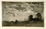 Artist: b'LINDSAY, Lionel' | Title: b'The traveller' | Date: 1925 | Technique: b'aquatint with scraped highlights, printed in black ink, from one plate' | Copyright: b'Courtesy of the National Library of Australia'