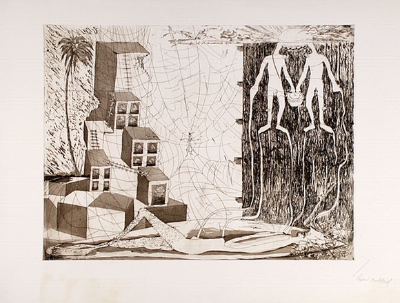 Artist: b'COLEING, Tony' | Title: b'Fingers out or fingers in?.' | Date: (1977) | Technique: b'etching and aquatint, printed in brown ink, from one plate'