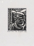 Artist: b'Sakale John, Laben.' | Title: b'Hagen meri [Hagen woman]' | Date: 2002 | Technique: b'linocut, printed in black ink, from one block'