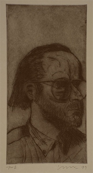 Artist: b'Lincoln, Kevin.' | Title: b'not titled [Stephen McLaughlan]' | Date: 1999, October | Technique: b'etching, printed in black ink with plate-tone, from one plate'