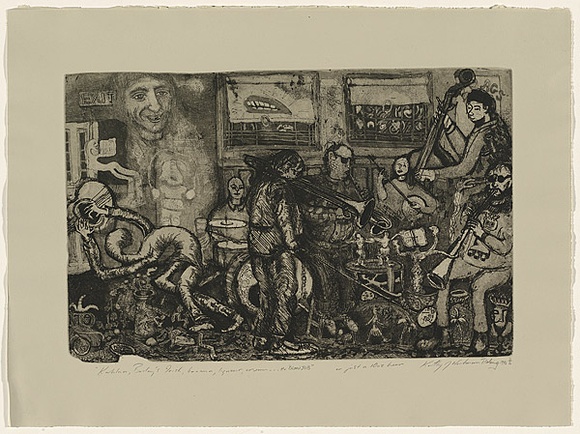 Title: bKalhua, Bailey's Irish, banana, liqueur, cream... or blowjob | Date: 1996 | Technique: b'etching and aquatint, printed in black ink, from one plate'