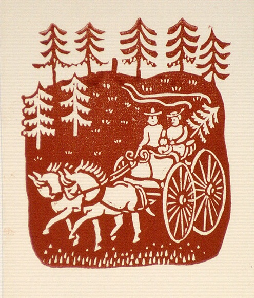 Artist: b'OGILVIE, Helen' | Title: b'Greeting card: Christmas' | Technique: b'linocut, printed in red ink, from one block'