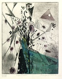Artist: b'Cilento, Margaret.' | Title: b'Scarecrow.' | Date: 1951 | Technique: b'etching, aquatint, printed in colour from two  plates'